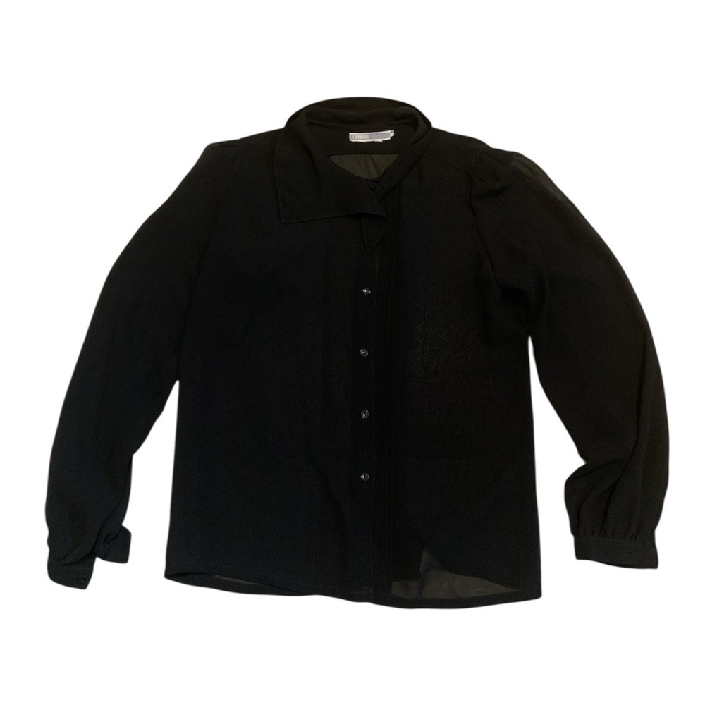 Vintage 90s Black Sheer Blouse by CINNABAR - Size 8